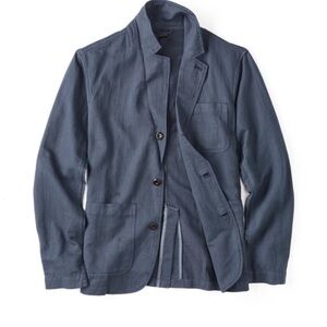 Flint and Tinder sz S Stylish cotton linen Navy Blazer great pre owned condition